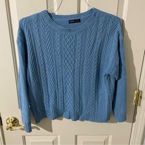 SHEIN Light Blue Cable Knit Sweater